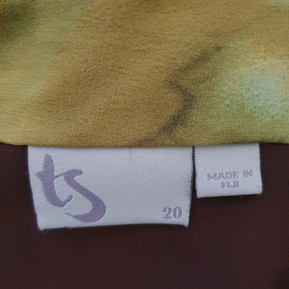 Taking Shape Silk Green Brown Print Midi Skirt Size 20 - Picture 3 of 9